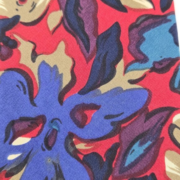 Oleg Cassini 100% Silk Men's Tie Abstract Floral Pattern Red Blue Tan Black Grn - Picture 3 of 6